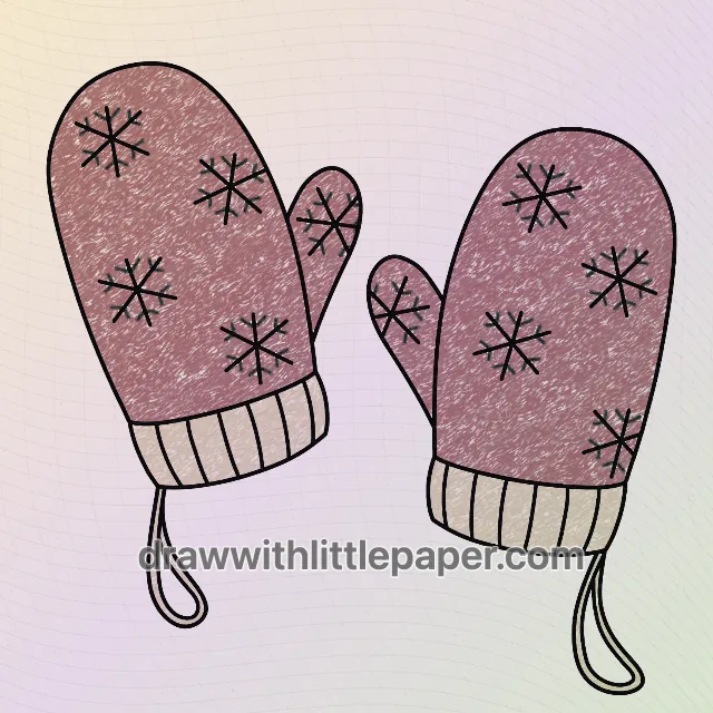 Farbige Weihnachtshandschuhe mit warmroter, cremeweißer Buntstiftstruktur