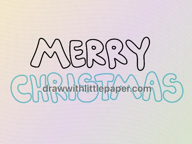 Lettrage de joyeux Noël, étape de dessin sélectionnée 2 sur 8, avec lignes directrices source