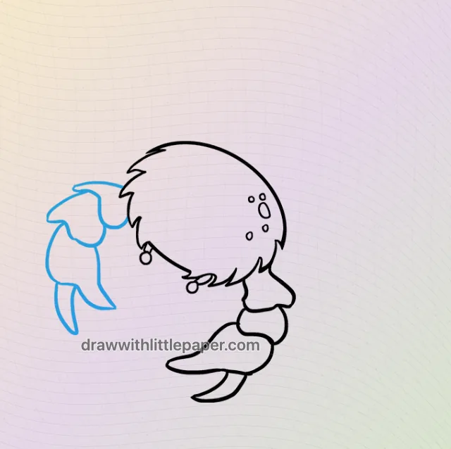 Crabe, dessin sélectionné, étape 6 sur 9, avec lignes directrices source