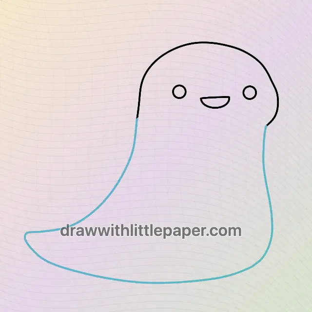 Kawaii dinosaur, selected drawing stage 2 of 5, with source guide lines