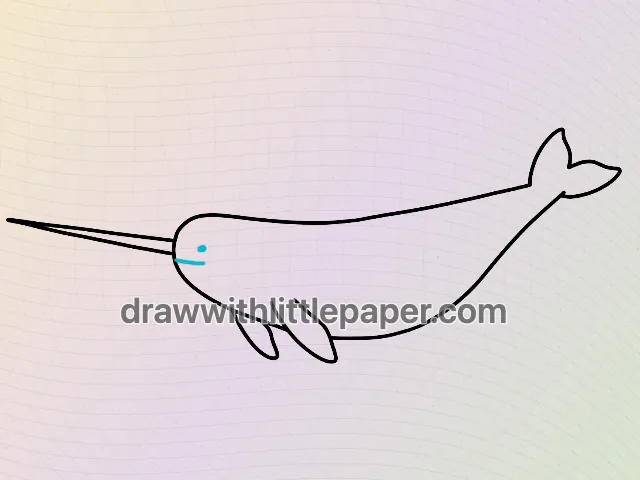 Complete narwhal outline showing long tusk and a slender body
