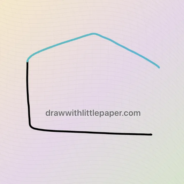 Contorno de una rebanada de pastel con una parte superior en forma de cuña en ángulo