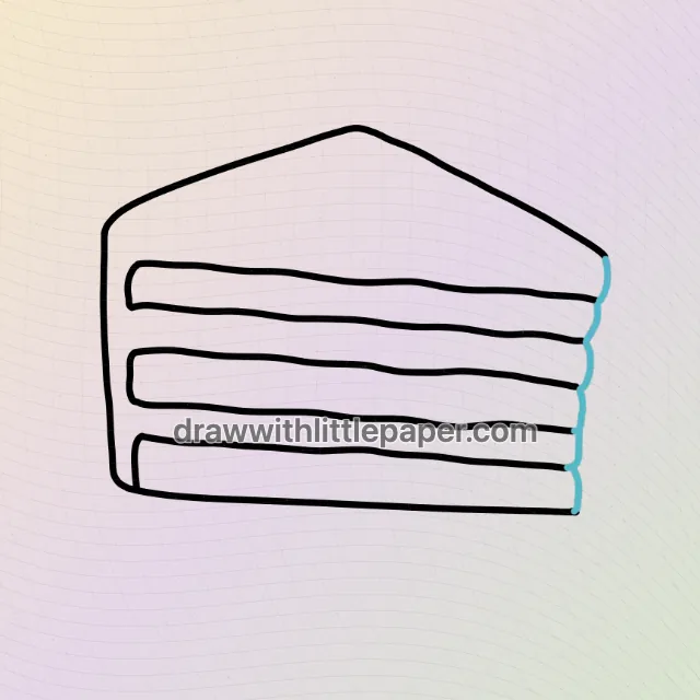 Rebanada de pastel de zanahoria con repetidas bandas horizontales de glaseado