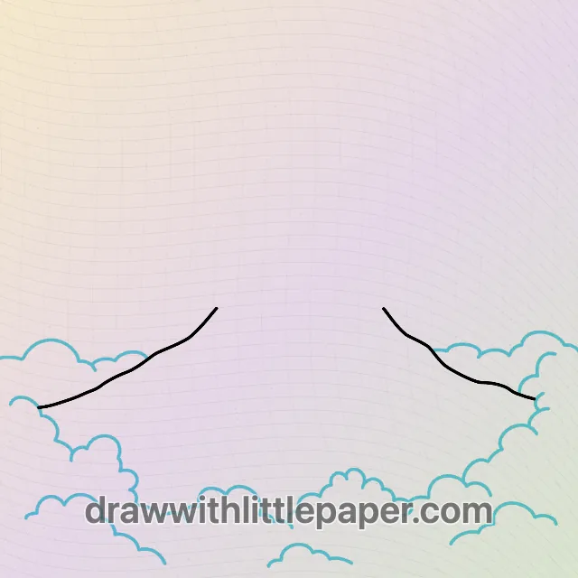 Volcan, étape de dessin sélectionnée 2 sur 8, avec lignes directrices source