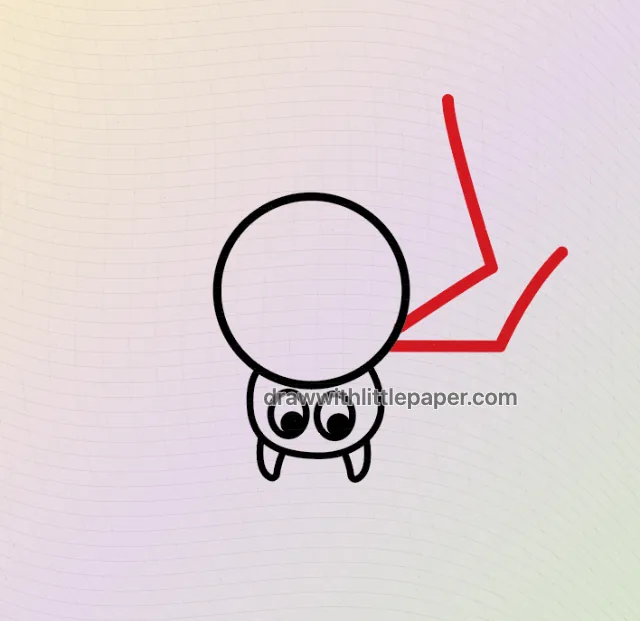 Hanging spider, selected drawing stage 4 of 6, with source guide lines