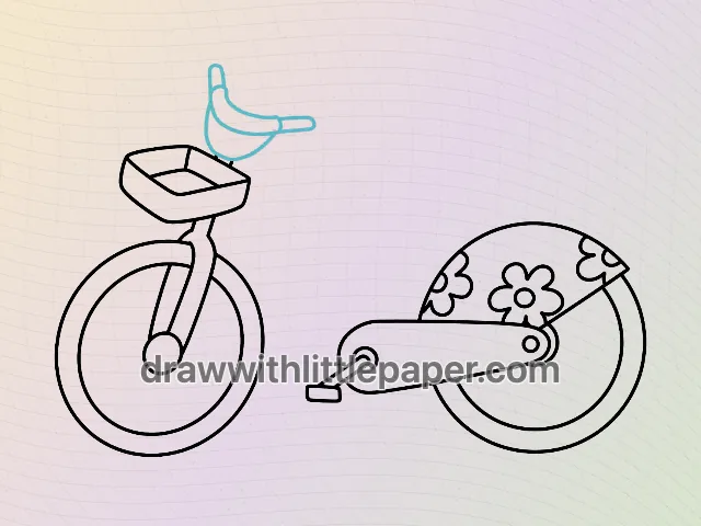 Electric bicycle, selected drawing stage 5 of 8, with source guide lines