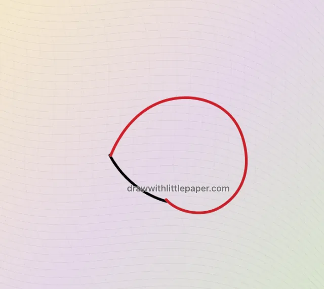 Side-view snail, selected drawing stage 2 of 5, with source guide lines
