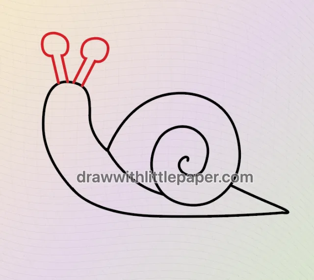Complete side-view snail outline showing thick stalks and a long foot