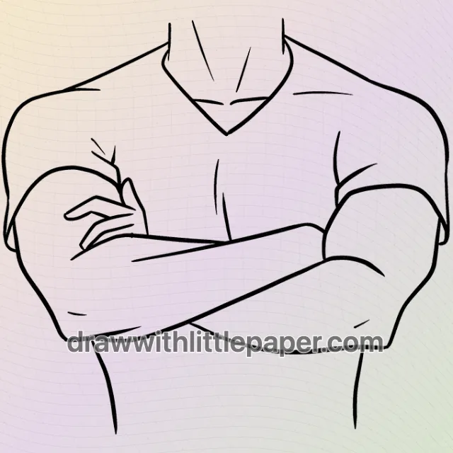 Complete crossed anime arms outline showing overlapping forearms and sleeves