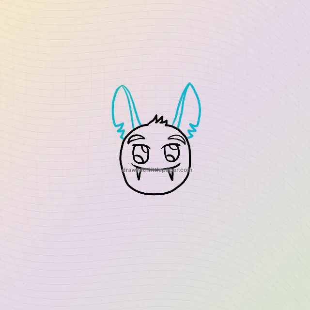 Halloween bat, selected drawing stage 3 of 5, with source guide lines