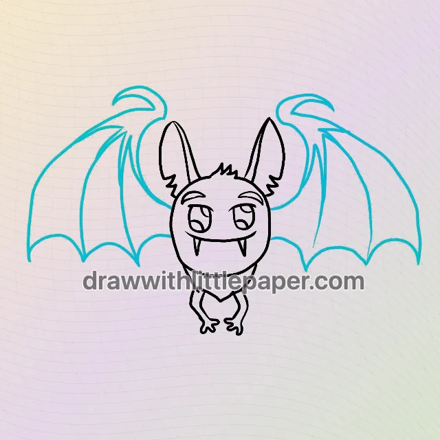 Complete Halloween bat outline showing raised wing tips and small claws
