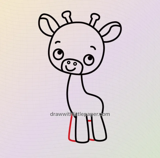 Girafa, estágio de desenho selecionado 6 de 9, com linhas guia de origem
