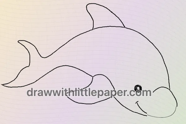 Complete dolphin outline showing downward curve and rounded snout