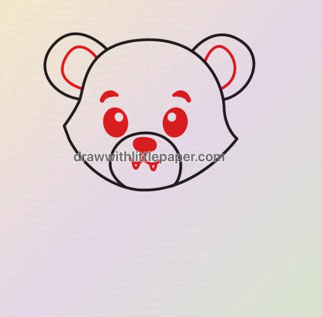 Baby tiger, selected drawing stage 3 of 9, with source guide lines