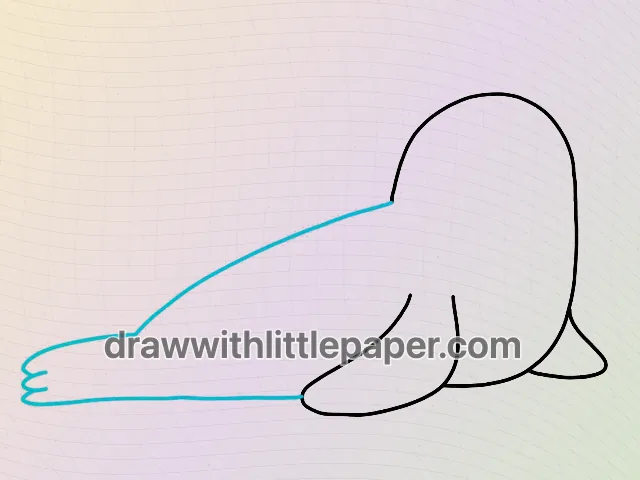 Sceau, étape de dessin sélectionnée 3 sur 5, avec lignes de guidage source