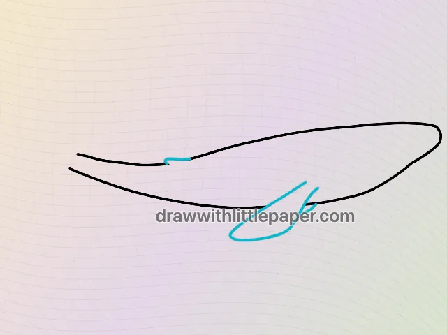 Baleine bleue, étape de dessin sélectionnée 3 sur 5, avec lignes directrices source