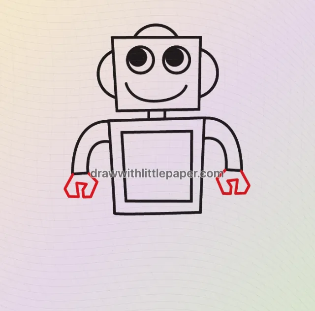 Robot, selected drawing stage 6 of 9, with source guide lines