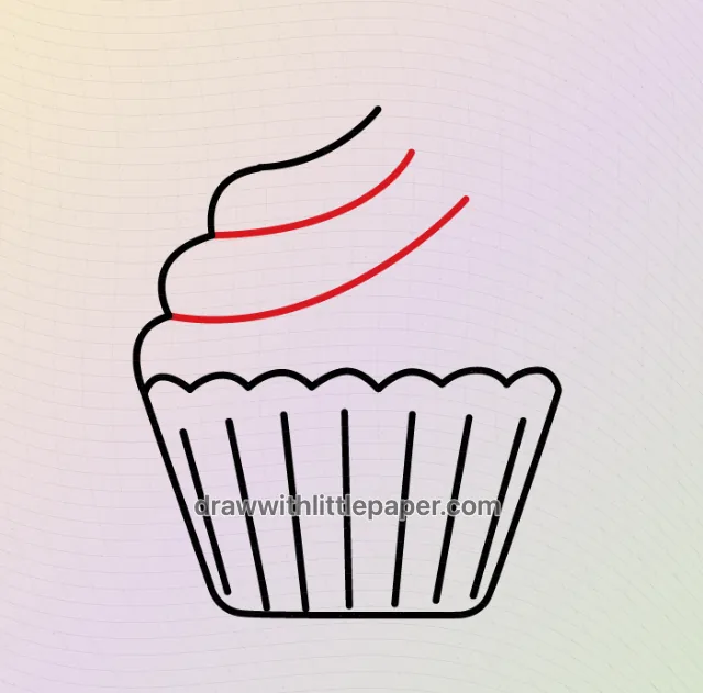 Cupcake, ausgewählte Zeichnungsphase 6 von 9, mit Quellrichtlinien