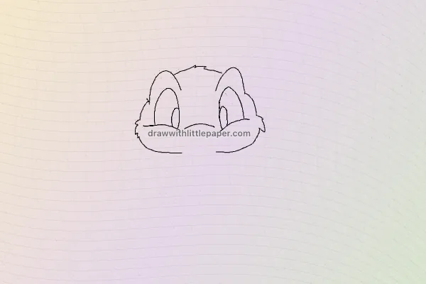 ふわふわウサギ、選択された描画ステージ 3/10、ソース ガイドライン付き