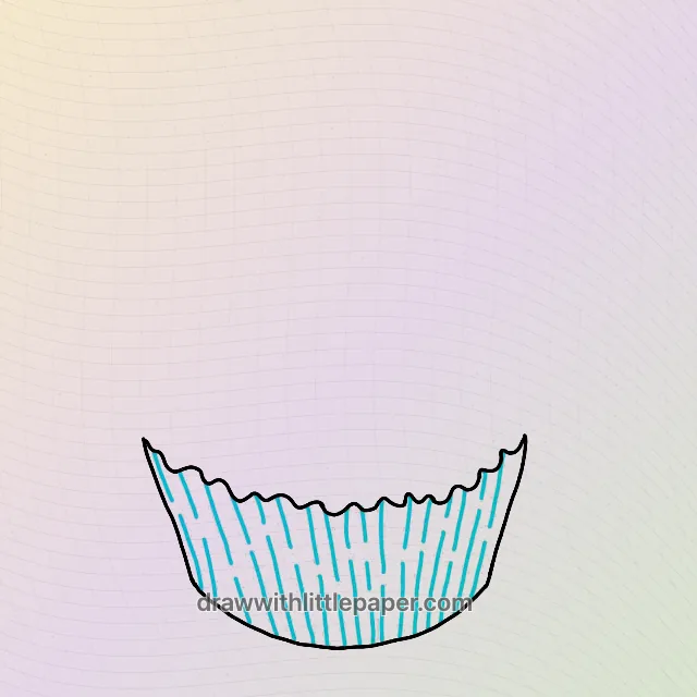 Valentine cupcake, selected drawing stage 2 of 5, with source guide lines
