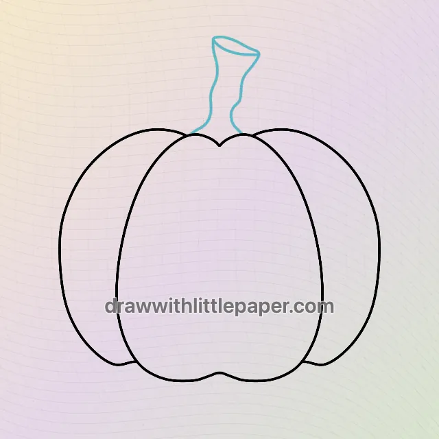Halloween pumpkin, selected drawing stage 2 of 5, with source guide lines