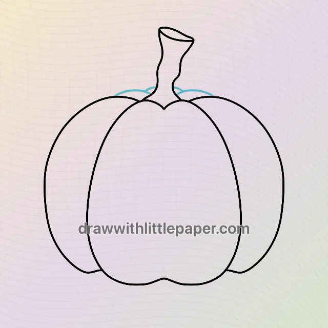 Halloween pumpkin, selected drawing stage 3 of 5, with source guide lines