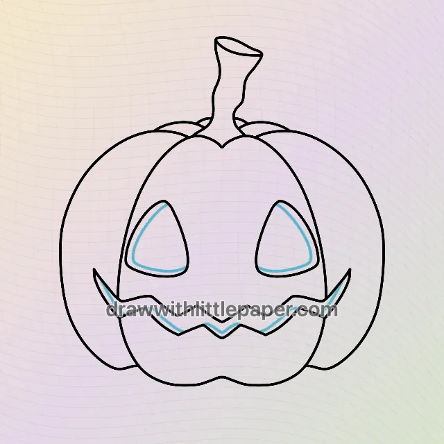 Complete Halloween pumpkin outline showing triangle eyes and a wavy mouth