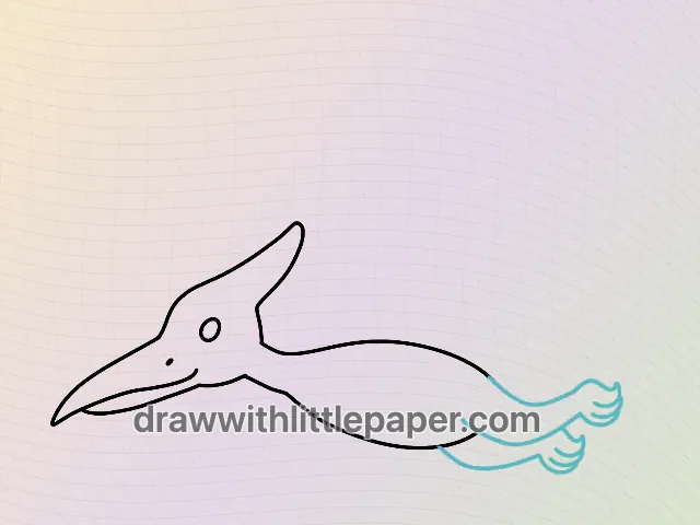 Pterodactyl, selected drawing stage 5 of 8, with source guide lines