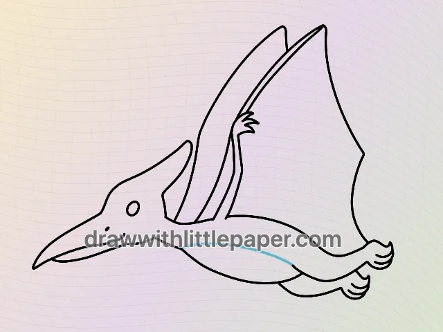 Complete pterodactyl outline showing long beak and triangular wing membrane