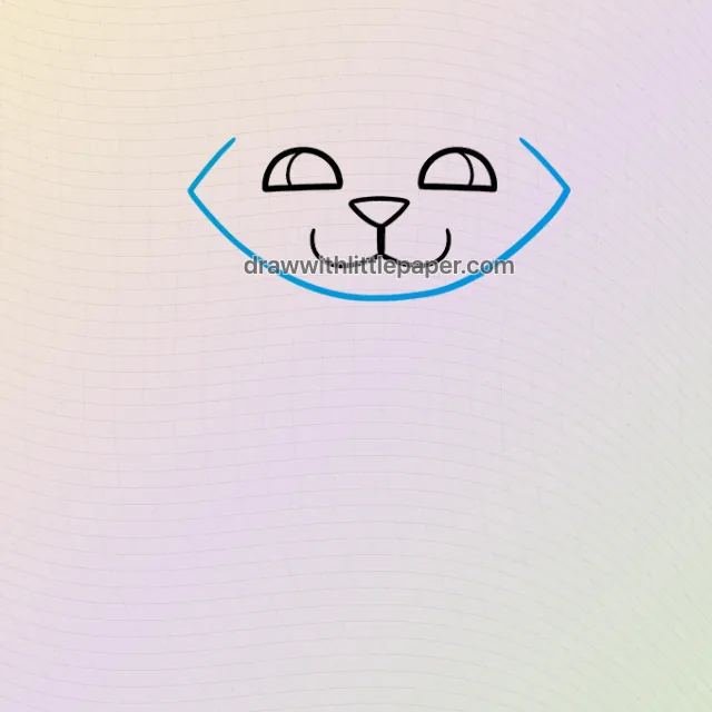 간단한 고양이, 선택된 그리기 단계 9 중 3, 소스 안내선 포함