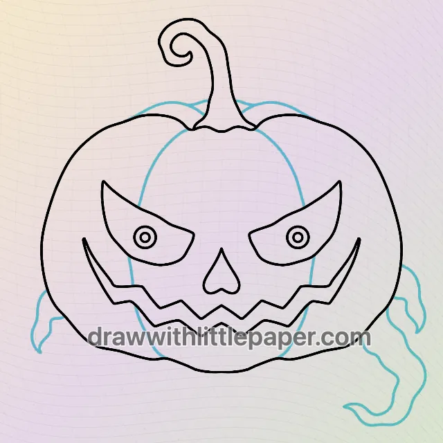 Complete scary pumpkin outline showing slanted eyes and a pointed grin