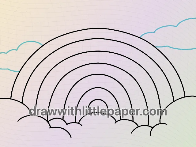Complete rainbow outline showing nested arcs and cloud overlaps
