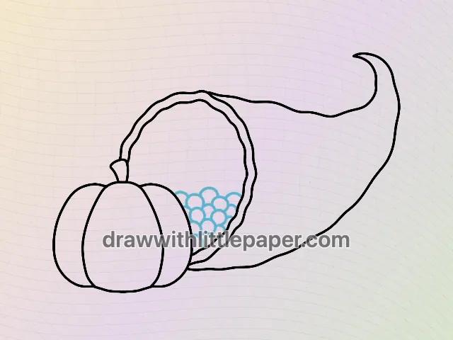 Cornucopia, selected drawing stage 5 of 8, with source guide lines