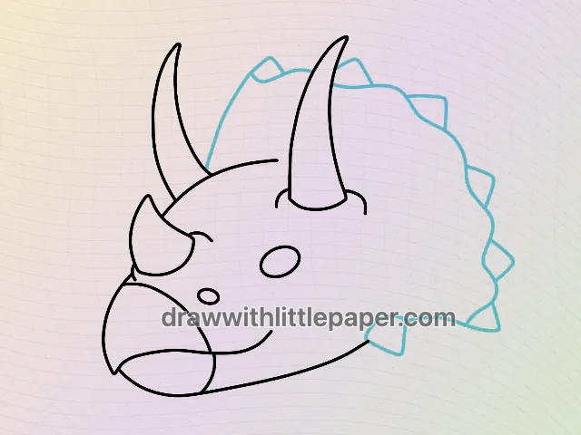 Complete triceratops head outline showing horn tips and a scalloped frill