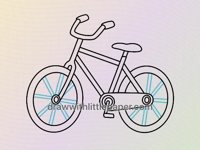 Complete bicycle outline showing triangle frame and wheel centers