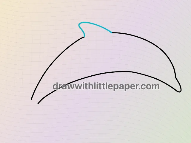 Springender Delphin, ausgewählte Zeichnungsphase 3 von 5, mit Quellrichtlinien