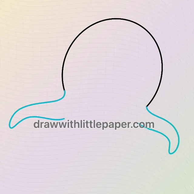Cute octopus, selected drawing stage 2 of 5, with source guide lines