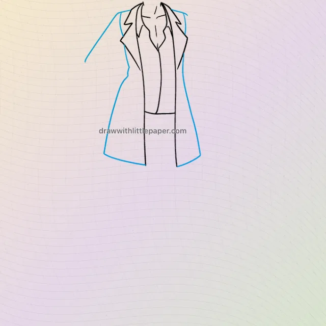 Anime-Outfit, ausgewählte Zeichnungsphase 3 von 9, mit Quellrichtlinien