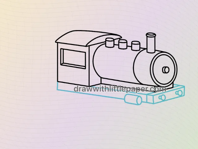 Steam locomotive with cab, boiler and a long shared base