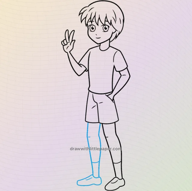Aperçu complet d'un garçon d'anime montrant tout le corps et une main levée
