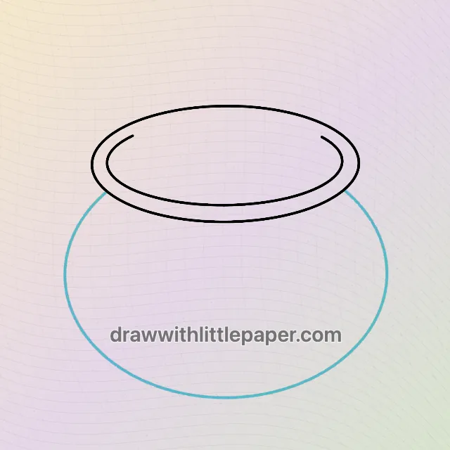 Halloween cauldron, selected drawing stage 2 of 8, with source guide lines