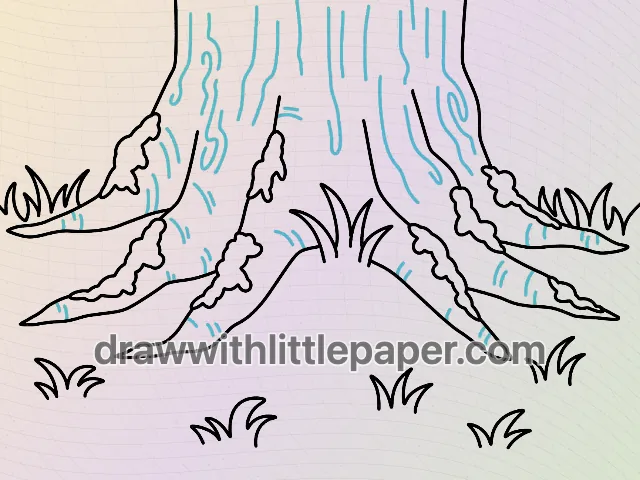 Contour complet des racines des arbres montrant les racines ramifiées et le contact avec le sol