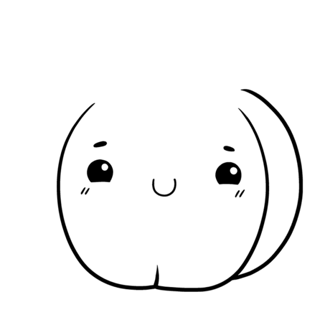 Pumpkin drawing in progress with a smiling face inside broad rounded black curves and an open top