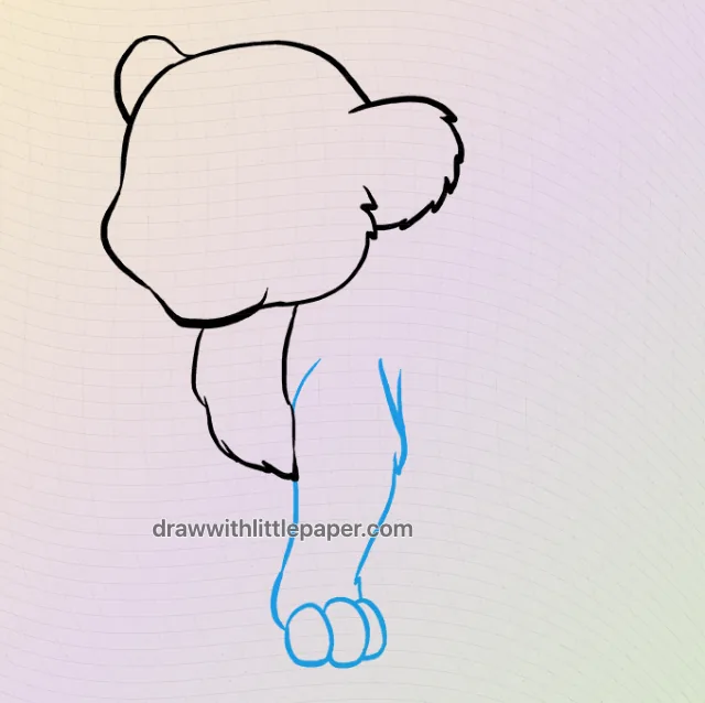 Baby lion, selected drawing stage 3 of 9, with source guide lines
