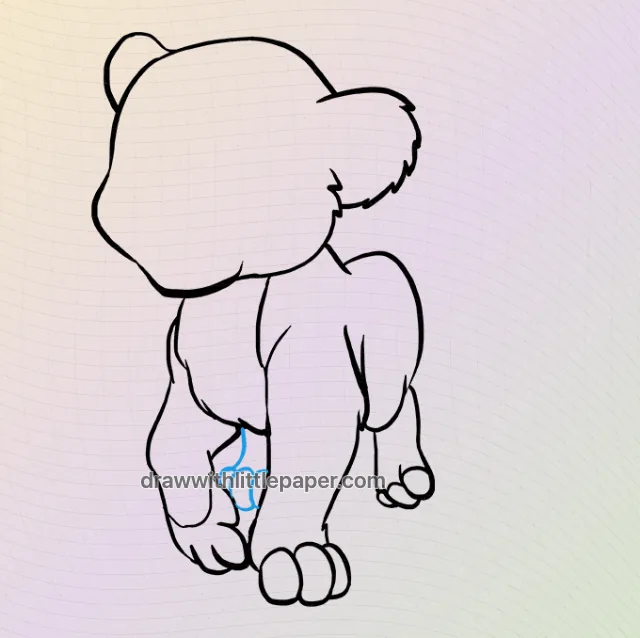 Baby lion, selected drawing stage 6 of 9, with source guide lines