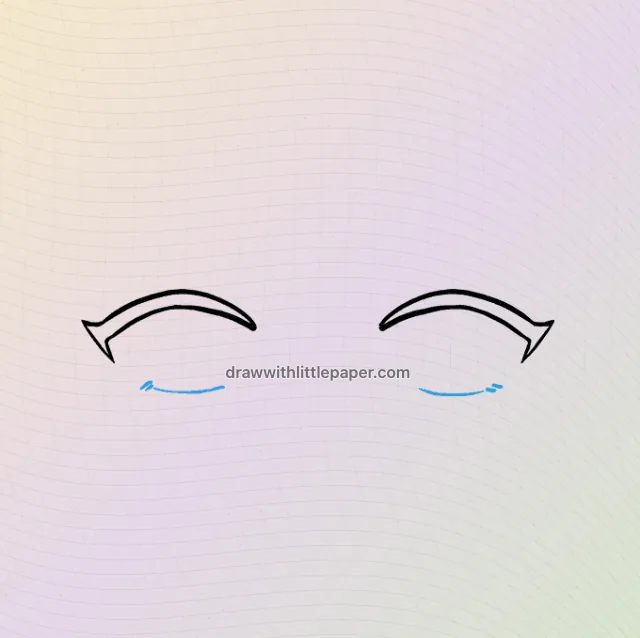 Anime eyes, selected drawing stage 3 of 9, with source guide lines