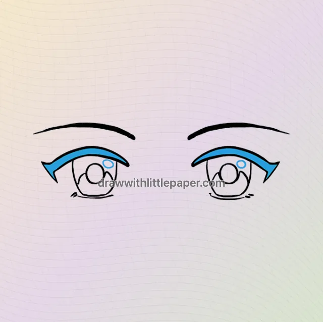 Complete anime eyes outline showing paired eye shapes and highlights