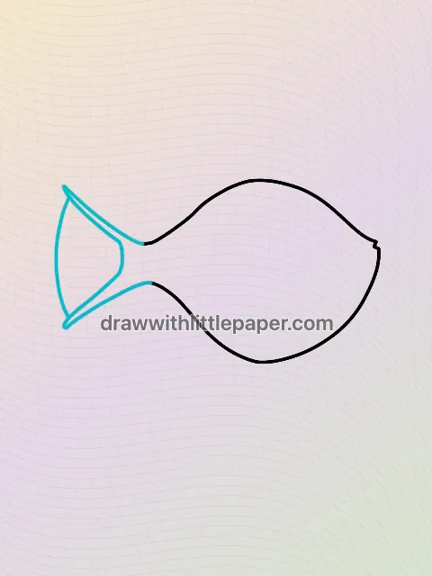 Angelfish, selected drawing stage 2 of 5, with source guide lines