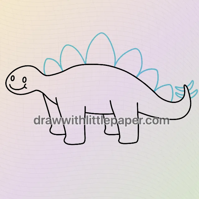 Complete simple stegosaurus outline showing triangular plates and short legs