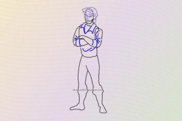Prince Eric, étape de dessin sélectionnée 8 sur 13, avec lignes directrices source